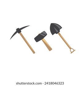 pickaxe,shovel and hummer icon vector element design template web