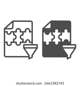 Picked file of puzzle game line and solid icon, data hoarding concept. Vector graphics. File of media content with arrange button sign on white background, outline style icon for mobile or web design