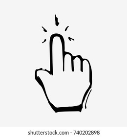 Picked Hand. Hand drawn vector stock illustration. Black and white drawing