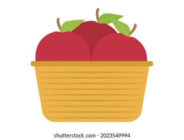Picked red apples in a basket.