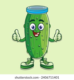 
pickel green jar character vector illustration 