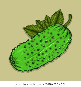 
pickel with green leaf vector illustration