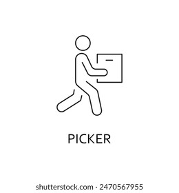 Picker, Warehouse Worker Icon for Order Fulfillment and Inventory Management.