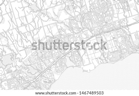 Pickering, Ontario, Canada, bright outlined vector map with bigger and minor roads and steets created for infographic backgrounds.