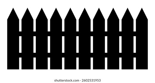 Picket fence isolated vector. Simple wooden fence vector element.