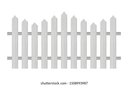 Picket fence, wooden textured, rounded edges. Vector illustration.