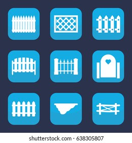 Picket icon. set of 9 filled picket icons such as fence