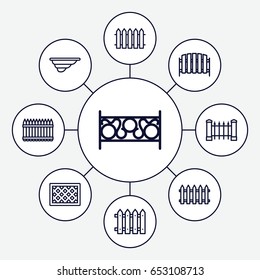 Picket icons set. set of 9 picket outline icons such as