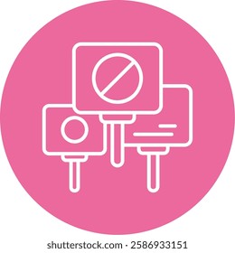 Picket Line Outline Circle Style Icon Design