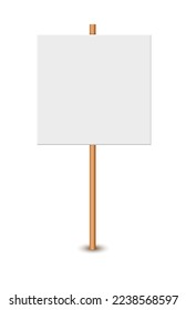 Cartel de la protesta, carteles de la manifestación, transparencia pública, carteles de la protesta. Diseñar tablas en blanco con palos, plancha de soporte de madera. Elemento de selector de signo de concepto