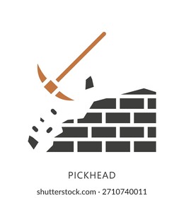 Pickhead Dual Tone Icon Mini Illustration, Use For Modern Concept, Print, Ui, Ux Kit, Web And App Development. Vector Related To Firefighter, Rescue And More