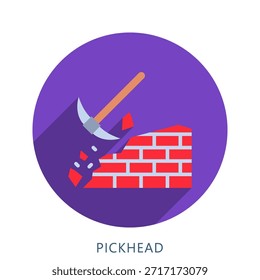 Pickhead abgerundete flache Farbe Symbol Mini-Illustration, verwenden für moderne Konzept, Druck, UI, UX-Kit, Web-und App-Entwicklung. Vektor verwandt mit Feuerwehrmann, Rettung und mehr