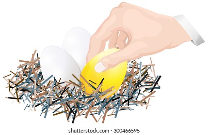Picking Golden Egg Business Concept - Illustration
