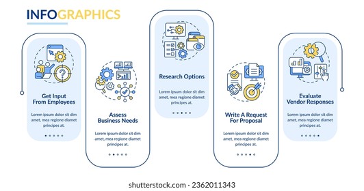 Picking good CMS rectangle infographic template. Research options. Data visualization with 5 steps. Editable timeline info chart. Workflow layout with line icons. Lato-Bold, Regular fonts used