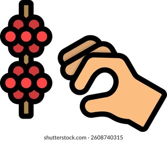 Picking Icon Lineal Color Vector Illustration