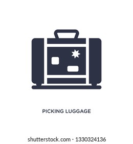 picking luggage icon. Simple element illustration from airport terminal concept. picking luggage editable symbol design on white background. Can be use for web and mobile.