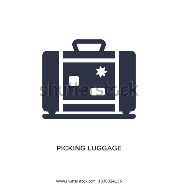 picking\
luggage icon. Simple element illustration from airport terminal\
concept. picking luggage editable symbol design on white\
background. Can be use for web and\
mobile.