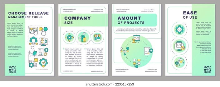 Picking release management instrumentation brochure template. Leaflet design with linear icons. Editable 4 vector layouts for presentation, annual reports. Arial, Myriad Pro-Regular fonts used