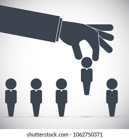 Picking the right candidate, recruitment or human resources management concept