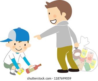 Picking up rubbish volunteer