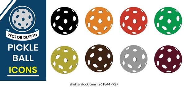 Pickle Ball icon symbol, indoor ball paddle icon sign and symbol deign for web, app, logo. Pickleball icon vector set design in white background. Pickleball vector illustration.