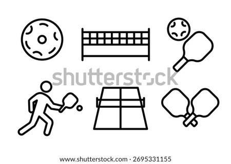 pickle ball line icons bundle