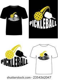 Pickle ball logo design and application in a black and white T-shirt