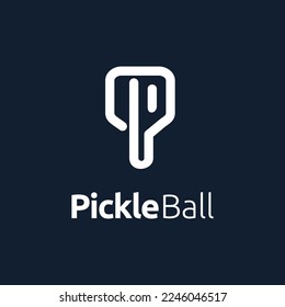 Pickle ball logo with line art concept