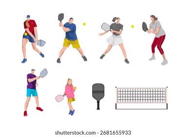 Conjunto vetorial de ilustração do jogador de bola de quebra- cabeça