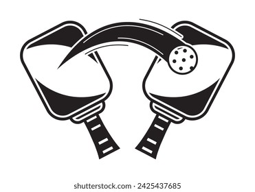 Pickle ball Sport Ball icon, Pickleball game vector illustration, pickleball element,
 Pickle ball Sport Ball and Paddle Silhouette Design