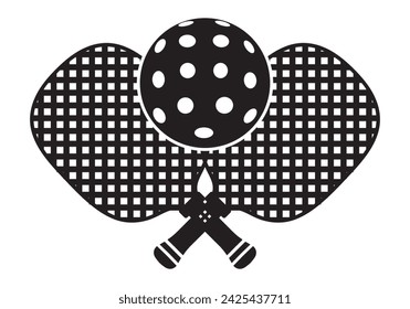 Pickle ball Sport Ball icon, Pickleball game vector illustration, pickleball element, Pickle ball Sport Ball and Paddle Silhouette Design