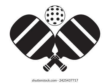 Pickle ball Sport Ball icon, Pickleball game vector illustration, pickleball element, Pickle ball Sport Ball and Paddle Silhouette Design