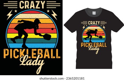 Pickle Ball T-Shirt Design Vektorgrafik-Vorlage. Bestes T-Shirt-Design von Pickleball, Pickle Ball Lover T-Shirt, Retro Vintage Sports, Herbsttee, Pickle Ball Player Shirt. Pickle Ball Design-Druckvektorgrafik.