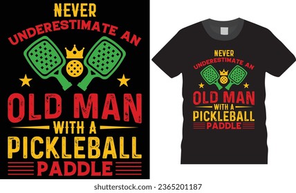 Pickle ball t-shirt design vector print template. Best Pickleball t-shirt design, Pickle ball Lover T-shirt, Retro Vintage Sports ,Fall Tee, Pickle ball Player Shirt. Pickle ball Design print vector.