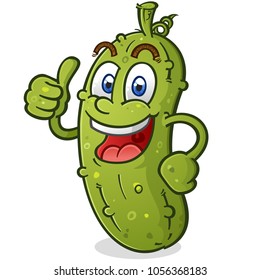 Pickle Cartoon Character Giving a Thumbs Up