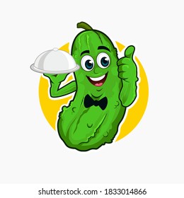 pickle chef mascot cartoon in vector