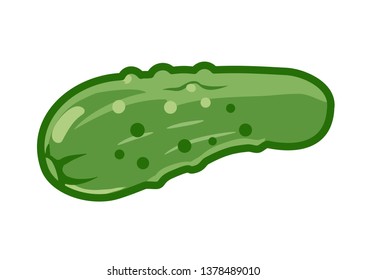 Pickle cucumber vector cartoon illustration, isolated on white background. Green vegetables, food groups, balanced diet theme design element.
