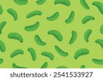 Pickle or green cucumber seamless pattern isolated on light green background