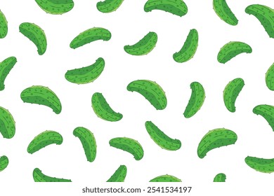 Pickle or green cucumber seamless pattern on white background