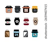 Pickle Jar Clipart Bundle, Pickle jar clipart design Bundle, Minimalist, Sunlit Pickle Preservation, Flat Design, liquid, tasty sauce in a jar,
Autumn Icons, crisp, sour, fruit, tomato,  