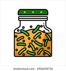 Pickle Jar Icon, Food Jar Used To Store Preserved Pickle Vector Art Illustration