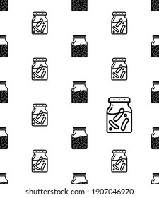 Pickle Jar Icon Seamless Pattern, Food Jar Used To Store Preserved Pickle Vector Art Illustration