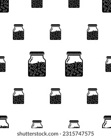 Pickle Jar Icon Seamless Pattern, Food Jar Used To Store Preserved Pickle Vector Art Illustration