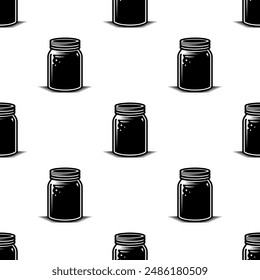 Pickle Jar Icon Seamless Pattern, Pickle Preserving, Storing Pot, Pickles Container Vector Art Illustration