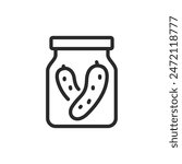 Pickle jar, linear style icon. stored pickles in a jar. Editable stroke width.