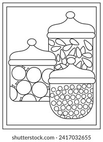 página de color de las jarras de pálido, vector de trazo de línea 