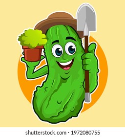 pickle mascot cartoon in vector