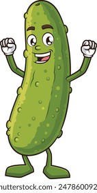 Pickle mascot cheering vector illustration