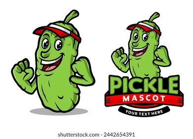 Pickle mascot wearing a hat vectors illustrations 