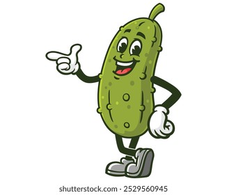 Pickle with pointing finger Cartoon Mascot Illustration Character Vector Clip-art Hand-drawn Logo Design